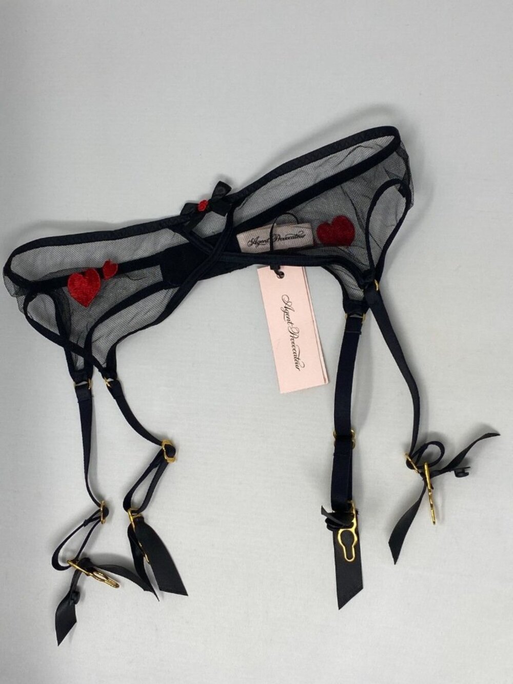Agent Provocateur Talley Black Red Suspender AP2 Small NWT